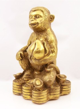 纯铜猴子摆件猴子聚宝盆猴齐天大圣生肖猴家居桌面办公室工艺礼品