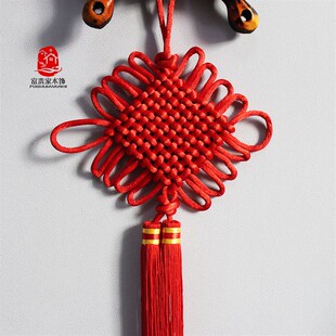 实木雕刻蝴蝶装饰品客厅墙上壁饰中国结福字挂件玄关过道复古墙饰