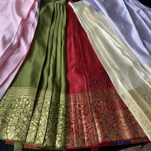 福鹿记[杂宝璎珞马面裙]织金纱官红鹦鹉绿粉紫奶白雪青汉服带口袋