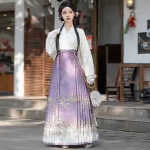 言然薄款马面裙套装2024新款可以穿着上班的日常汉服女成人古装夏