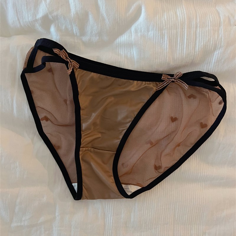法式细致柔软蕾丝性感内裤女网纱蝴蝶结三角裤低腰轻薄丝滑少女