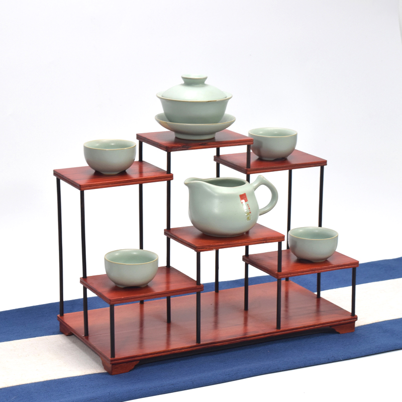 花梨实木六平台多平台博古架茶壶展示架支架茶杯摆件工艺品多宝格