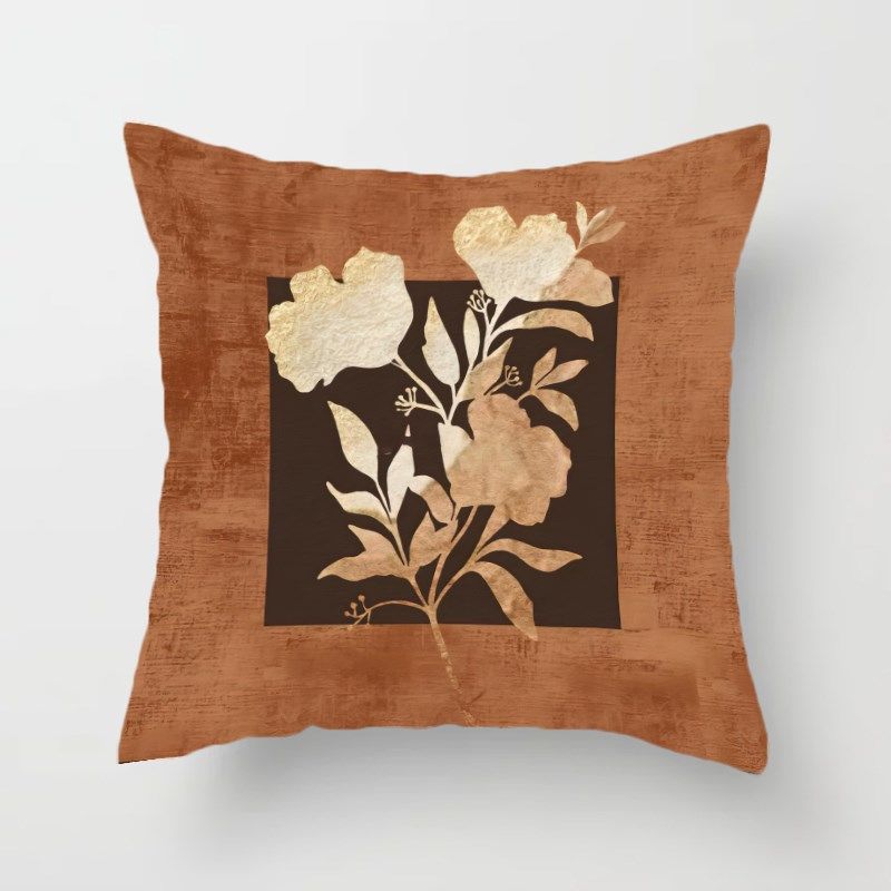 新中式抱枕复古艺术花鸟植物国画中古风靠垫咖啡厅法式枕套腰枕