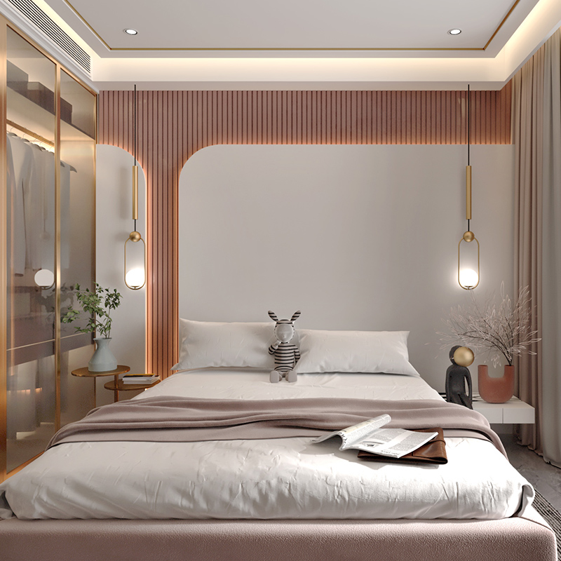 网红实木格栅板沙发电视背景墙波浪板半圆弧形长城板凹凸吊顶装饰