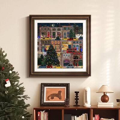 冬灯挂圣饰画诞美式玄al202411关装进门过道壁画卧室摆画餐厅画高