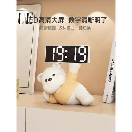 奶柜油时钟闹客厅电视摆件桌面钟表台式装饰品钟创意风M11108Z电