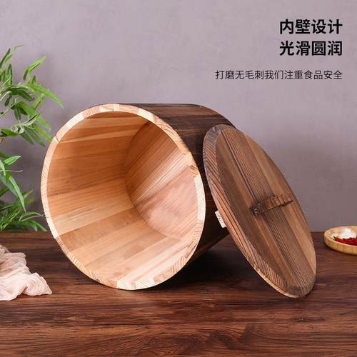 实木米桶家储米箱装米AWX桶10斤斤2斤3用0防潮防虫米缸带盖老0式