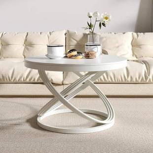 整装 家用小茶几奶油风茶几台岩板PVZ轻奢高阳小户级型客厅圆形桌