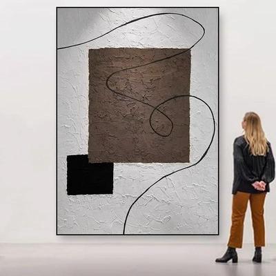 大芬手画村QWE-2302纯绘油画抽象立体肌理玄画客厅装饰画简约入户