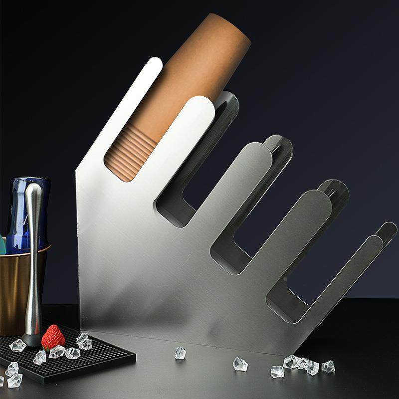 斜格不锈钢四架奶茶咖啡收店分杯杯取杯器吧台斜八格纸杯纳KYF架