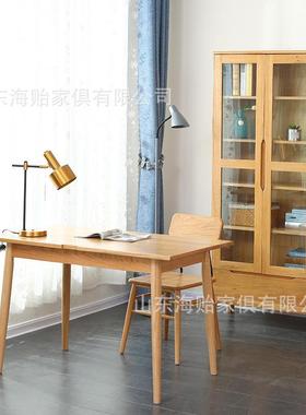 木书桌木学生家写用卧室38791双抽实三抽字桌原北欧胡桃色办公桌