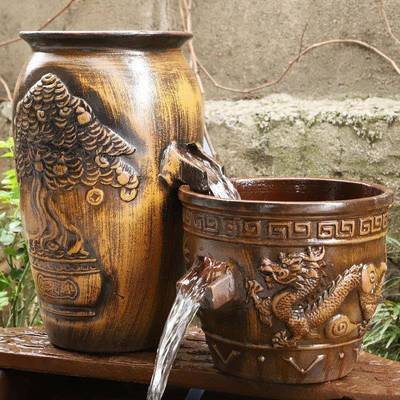 古法流水摆件水瀑布养鱼室池神器外庭院景YMC景观造循环生态鱼缸