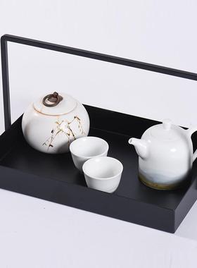 黑MC-TY-16中式铁艺提篮样间软板装现代托盘酒店创新意色铁艺茶托