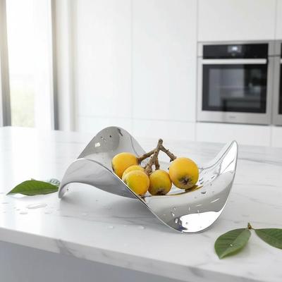 简约欧银色属不规则流式线果盘托盘摆厨房件餐厅金样板房8528软装