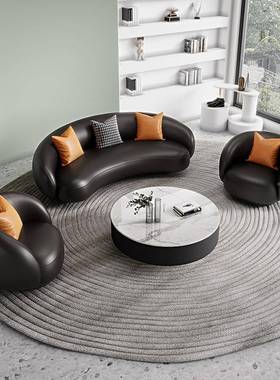 网红服轻奢沙发装店免洗闲沙DAX00474发椅客厅简休约皮家用科技皮