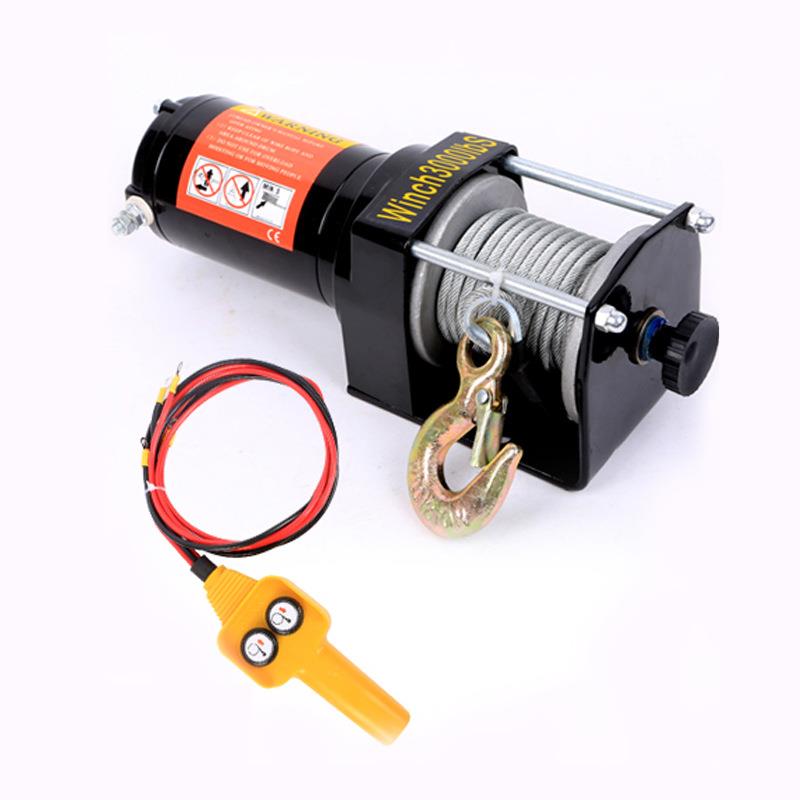 车载绞盘动钢丝绳6000磅12v24野外自救脱999困越v野车救援用电绞