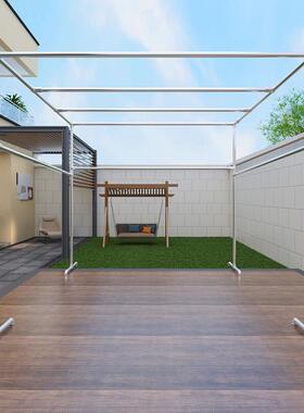 晾F969H65J衣架落地室外被挂衣晒服户棚防风大型镀锌钢管外挂香肠