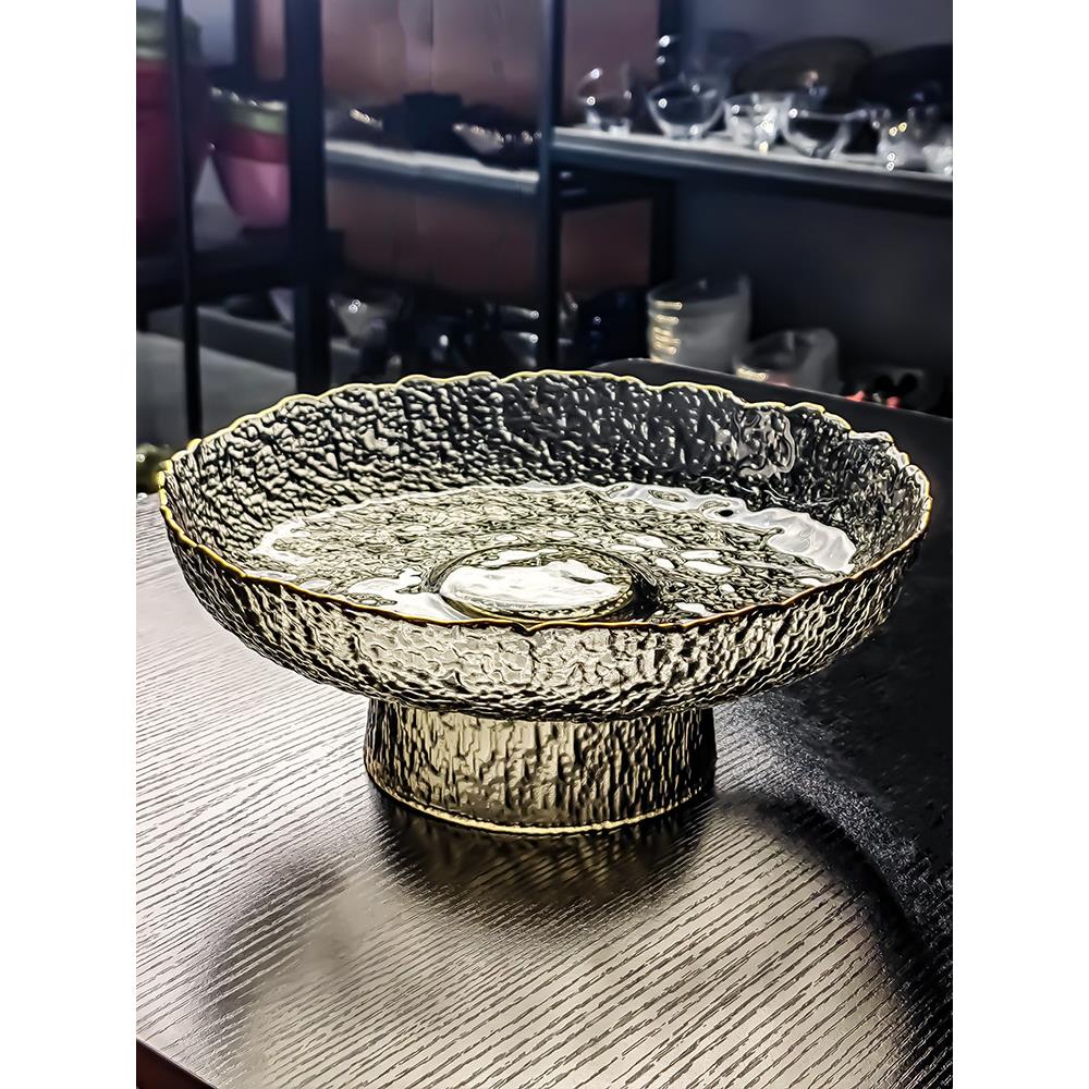 水晶玻璃大水果盘高水果盘商业可及豪华典雅欧式典雅精致高价值典