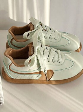 鞋子女鞋百搭原创多巴胺厚底德训鞋休闲轻便小众原创圆头板鞋