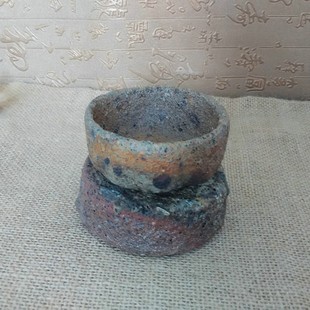 荥经砂锅黑砂粗砂窑变手捏杯 全手工泥 茶壶茶具 无釉无铅泡茶杯