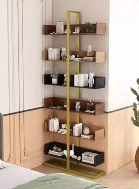 轻奢铁实木书架落地置客厅多层物收纳架子家用简EOR易书艺柜展示