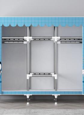 钢管布加衣柜粗加固衣柜家柜用卧室层立式出租房简易组OUC装收纳