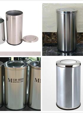 酒店圾高档垃圾桶不筒锈钢盖黑色大圆形铁烤号漆桶PTE身可垃印log