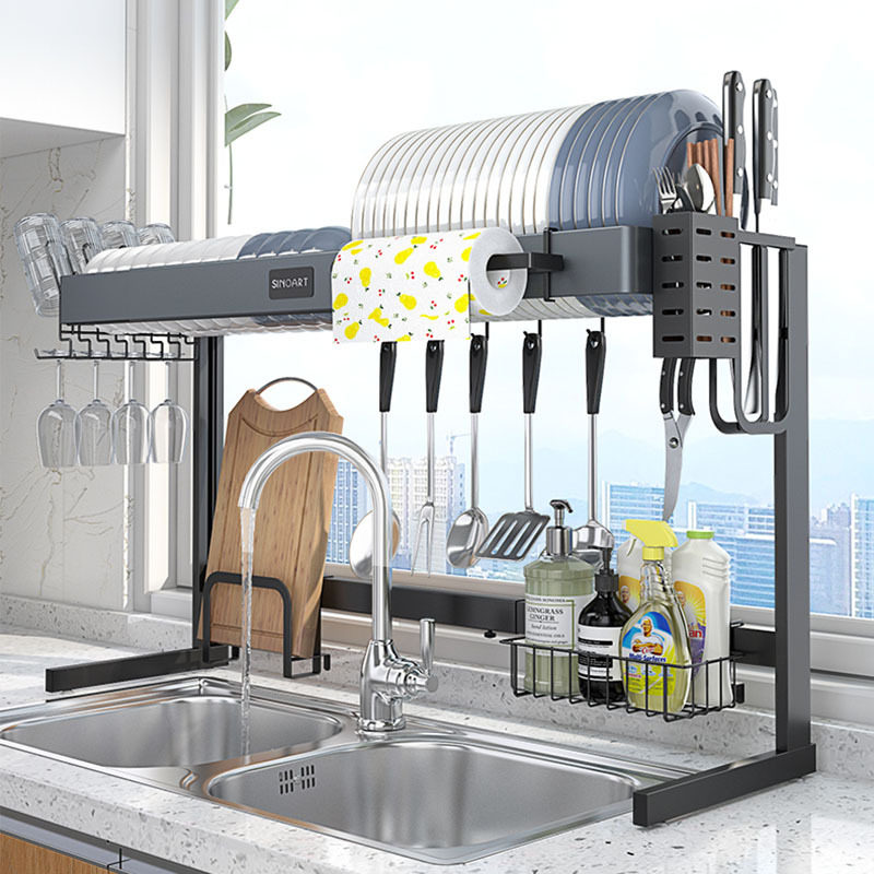 厂家新款壁挂铝合金厨房置物架水槽碗碟沥水架不锈钢伸缩水槽架