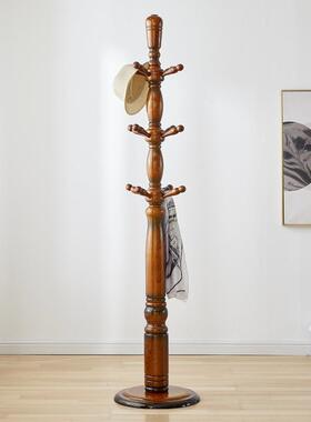 OXS胜添升级大号圆实木落地帽架别墅办公盘室卧款室衣蜡木衣架落