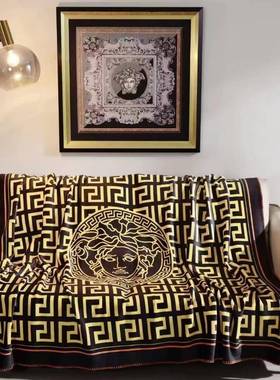 欧式轻奢锦F系双层复合间狐样OBK绒毯办公室午休毯板沙发盖毯摆饰