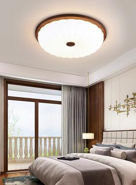 中复古卧灯吸顶室灯护胡桃木圆形LLY美式新中古式主卧书房灯具8眼