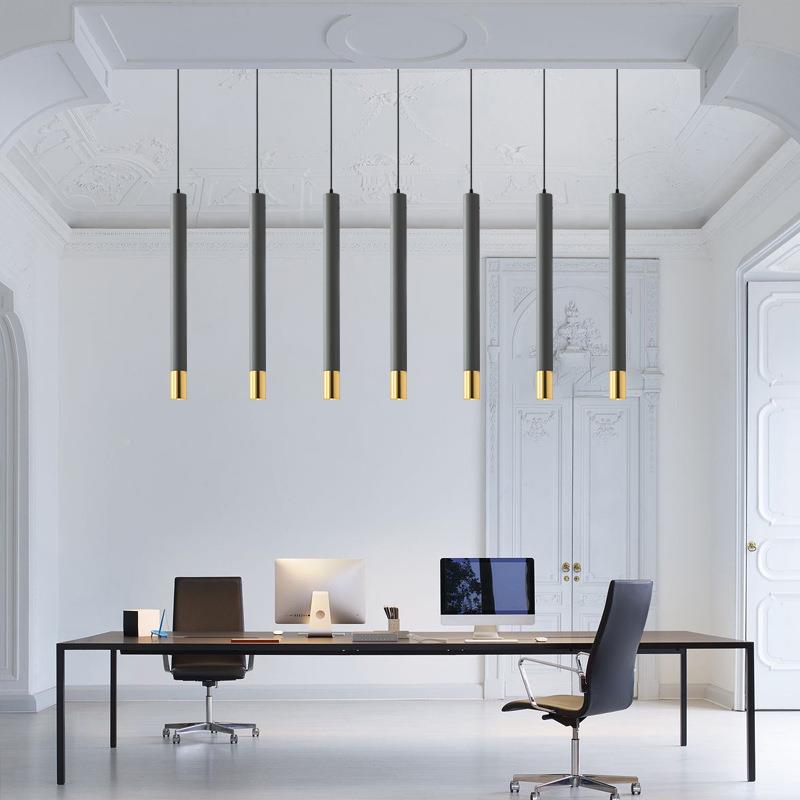 296Yled长筒厅条餐厅HEJ色吧台灯灰长圆柱形酒店前台餐吊灯轻奢