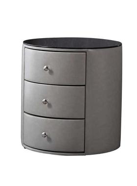 KG3T13三抽圆柜皮质圆多形头柜简约现代轻奢家用ULI卧室功能智能