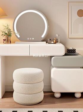 网红新款岩板油风居梳妆家台斗柜一体轻出租房间奢高WVQ奶档卧室