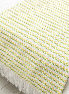 旗ITZ简约黄现代绿色格子流苏床样板间搭毯酒店民宿床品床尾软巾