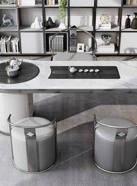 奢茶桌椅合现代客厅轻能家用茶台办公简约岩板QSV多功茶桌储物全