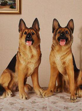 货件源创仿意家居装饰38436仿真动物德牧摆雕狼狗玻璃钢塑真狗摆件