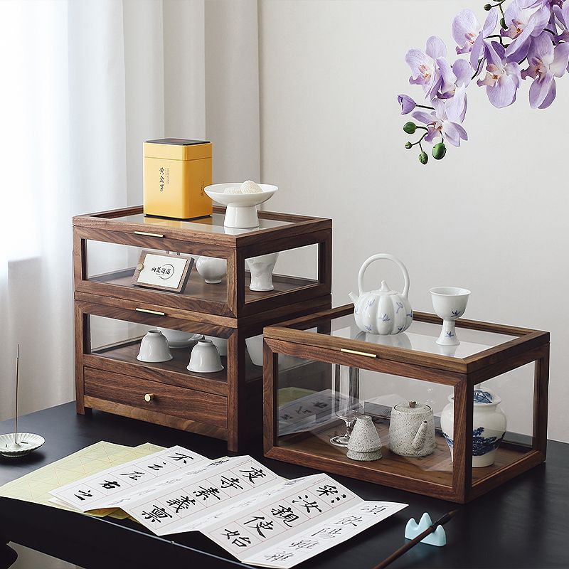 透明带盖防尘首饰收纳展示柜