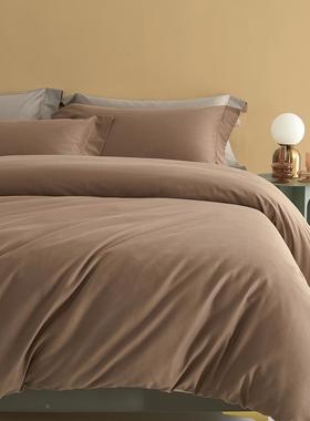 A类100支全棉MJM双磨毛床上四加冬件套秋厚纯色拼四件套床笠纯棉