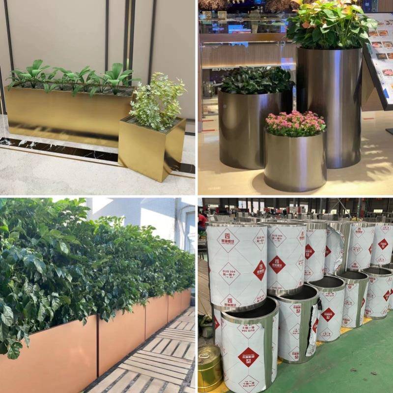 简约不锈箱室外品钢花池可移动花架景观花篮花花盆UZD市政成铁艺