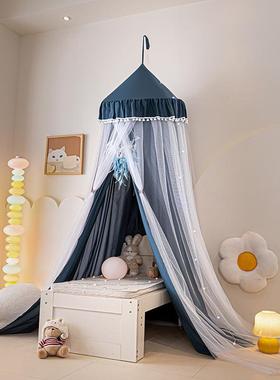童圆顶蚊帐床幔布遮帘光儿防尘双层布帘家用卧安室公VAH主风幔纱