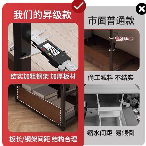 床边桌移动简出租屋折叠移动书桌易简易桌电脑桌卧WRU室家用可小