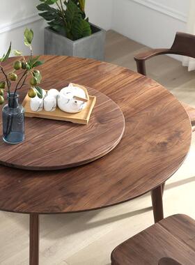 黑胡桃木餐实桌椅组具合大小47309户型圆形饭桌带转盘圆桌家多功