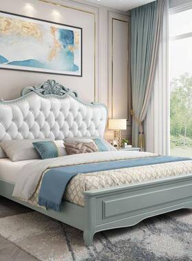 欧式风卧格全实奢主木双人床1.8大床现代厂家直供简约华公主98348