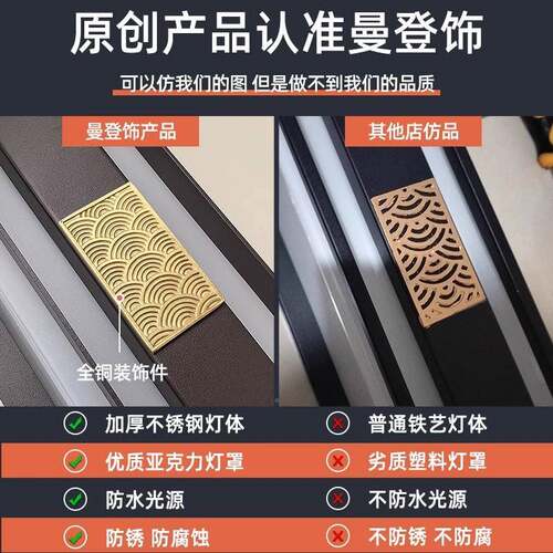 别柱墅大门口户外壁灯太阳防水室外能花园外墙HOL庭院灯式中子铜