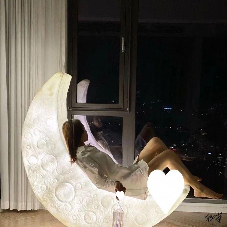 直播背风装饰月亮灯工程明默认项太阳能摆景件婚车庆躺椅旋转照场