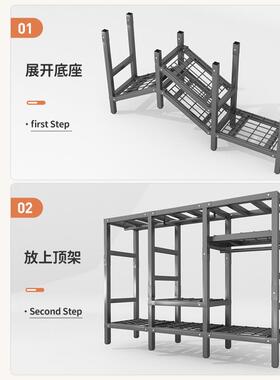 N5柜全安钢架衣WSW加厚加固卧简易布衣柜免装折叠加长挂衣区室家
