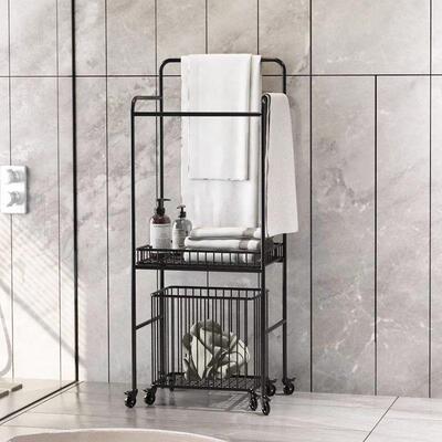 轻生LVY奢毛巾架家用卫间落浴巾架移动带地轮浴室置物洗漱台收纳