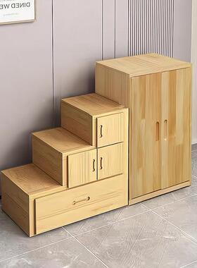 实楼梯柜上下床抽屉梯式木梯柜整体组阁楼梯柜楼收纳阶86788梯储