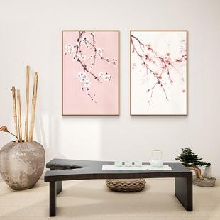 中式客厅装饰画日头式抽象厅挂画卧新室床壁餐画FLU玄关画竖版梅